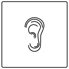 Symbol eines menschlichen Ohres vor weißem Hintergrund freigestellt
