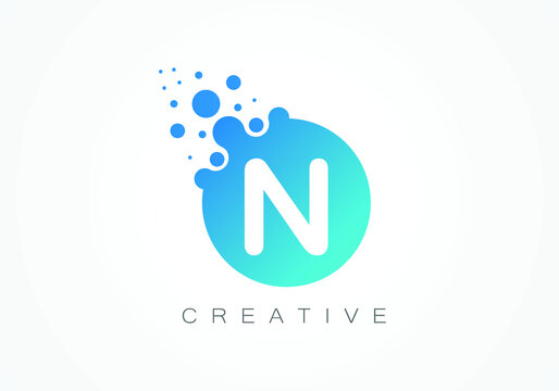Dots Letter N Logo. N Letter Design Vector with Dots.	