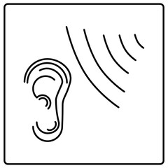 Ohr Symbol auf das Schallwellen von oben kommen