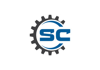 Obraz premium Initial Monogram Letter S C Logo Design Vector Template. S C Letter Logo Design
