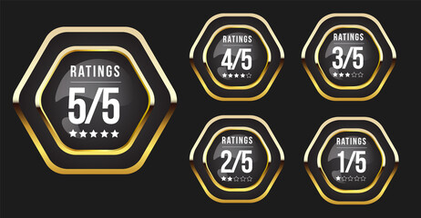 Luxury golden product rating badges and labels set design 