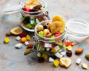 Various dried fruits and mix nuts
