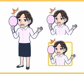 ピンクのYシャツを着た女性