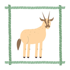 Cute antelope on a white background. Vector illustration in cartoon style. © Zefirka