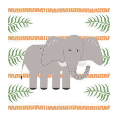 Cute elephant in cartoon style. Vector illustration