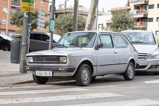 SABADELL, SPAIN-FEBRUARY 9, 2021: 1977-1982 SEAT 127 900/CL (Second series)