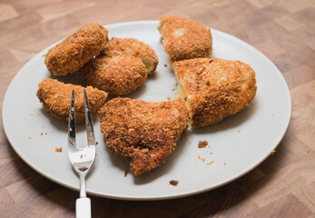 Chicken nuggets filled with cheese