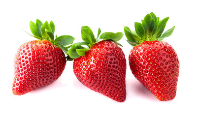 Ripe juicy strawberries isolated on white.