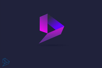 Letter D logo, monogram letter D ribbon style, design logo template, vector illustration