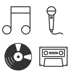 音楽アイコンセット　カセットテープ　レトロ　レコード　マイク　音符