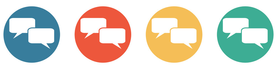 Bunter Banner mit 4 Buttons: Kontakt, Forum, Dialog oder Kommunikation