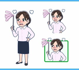 ピンクのYシャツを着た女性