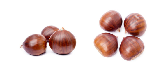 Chestnuts isolated on white background