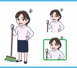 ピンクのYシャツを着た女性