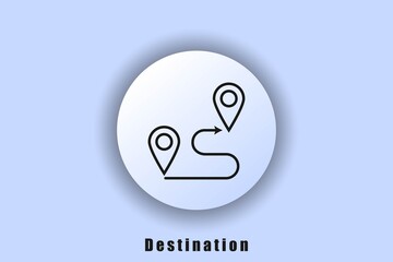 Track distance. Destination icon. Location on the map. Travel navigation line icon. Route location. Vector EPS10