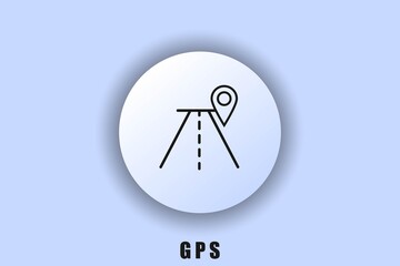 Map icon. GPS icon. Route location and pin icon on the map. User interface icon. White web button neomorphism. Vector EPS10