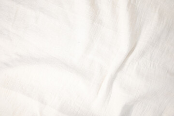 Fabric backdrop White linen canvas crumpled natural cotton fabric Natural handmade linen top view background Organic Eco textiles White Fabric texture