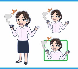 ピンクのYシャツを着た女性