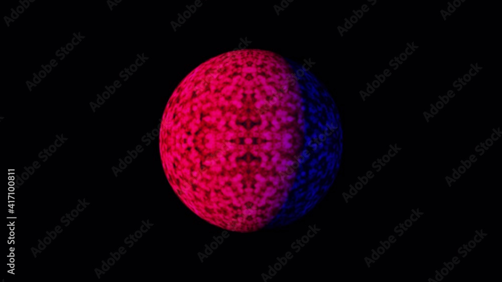 Poster abstract 3d render sci-fi futuristic ball with red and dark blue light color rotate isolated transpa