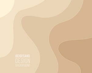 Paper cut Abstract art background 3d beige gold color beach sand,desert with barchan dunes.Template Sand texture with wavy lines pattern.Vector cover,flyer,textile print,banner, poster, card,wallpaper
