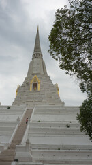 Fototapeta premium White pagoda was built during Burmese expanded to Siam, Ayutthaya Thailand