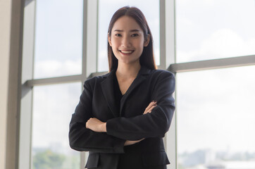 Young and cute beautiful black long hair woman pose with self-confidence.