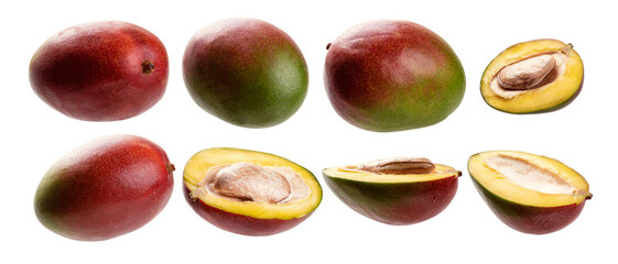 A set of yellow mango. Isolated on a white background