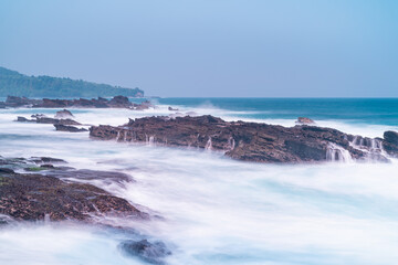 Rocks and waves at beach_01