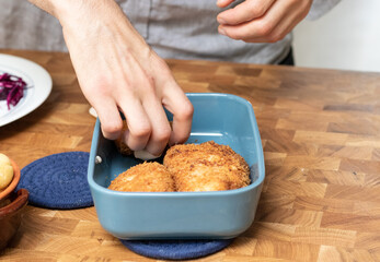 Chicken nuggets filled with cheese
