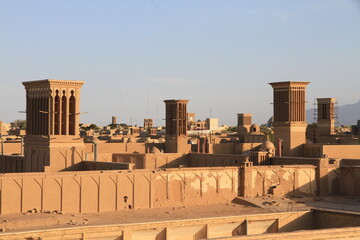 Aerial view of Yazd wind catchers