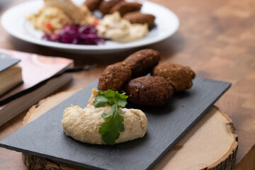 Falafel with Hummus, homemade hummus dip, chickpea recipe