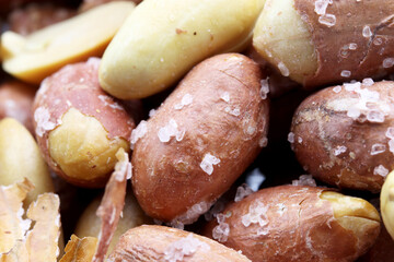 close-up organic and fresh salted peanuts 