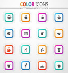 Coffee and tea icon set