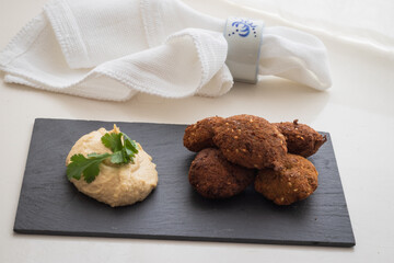 Falafel with Hummus, homemade hummus dip, chickpea recipe