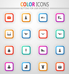 Clothing and footwear store icon set