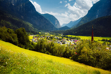 Tranquil summer scene in Oetz village on a sunny day. Location place Tyrol, Austria, Europe.