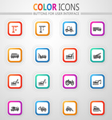 Construction machinery icon set