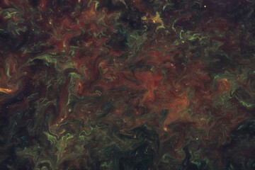 Sprayed watercolor paint similar to the universe of space and nebula. Texture design natural watercolor background with outer space galaxy in red, yellow and black colors. Fantasy space background.