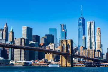 Brooklyn Bridge Details and Manhattan Skyline