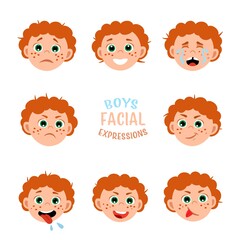 Boys facial expressions set