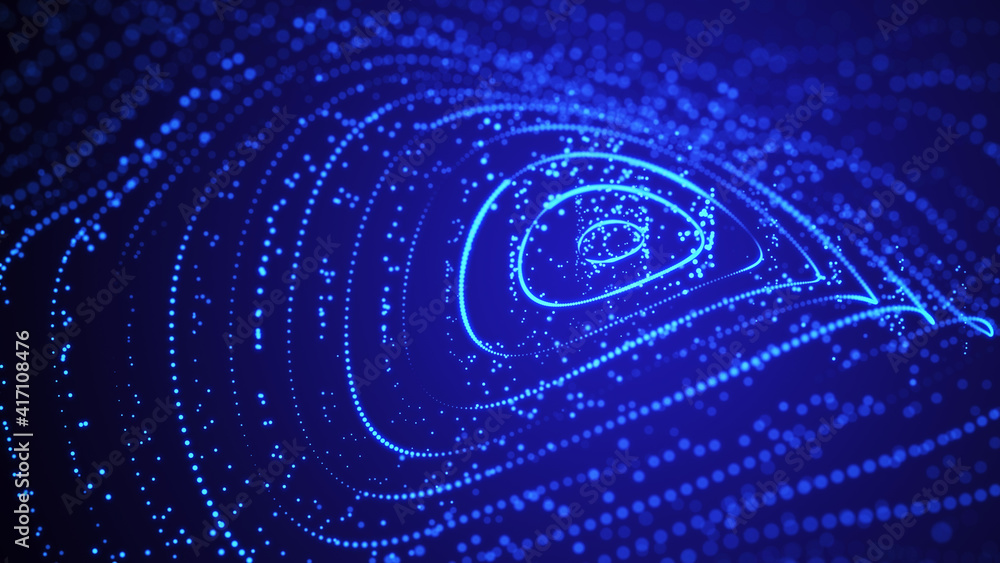 Aufkleber sci-fi background. digital wave with many particles. big data visualization. template for festive pr