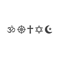 5 major religion symbols. Vector icon template