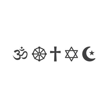 5 Major Religion Symbols. Vector Icon Template