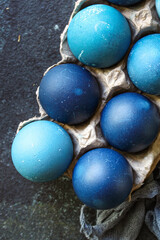 easter eggs beautiful and tasty delicacy treat for the festive table snack healthy meal top view copy space for text food background rustic image