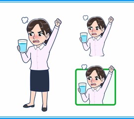 ピンクのYシャツを着た女性