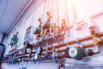 Boiler room equipment for modern heating system