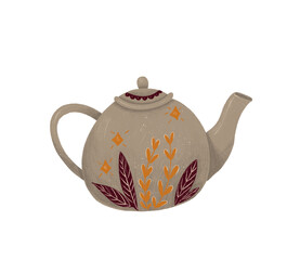 Cute teapot. Illustration on white isolated background 