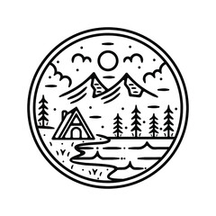 cabin monoline vintage outdoor badge design
