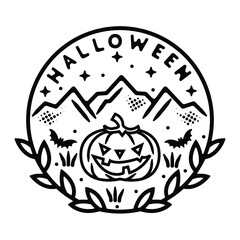 hallowen monoline vintage outdoor badge design