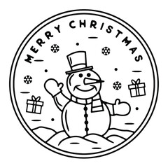 merry christmas monoline vintage outdoor badgde design